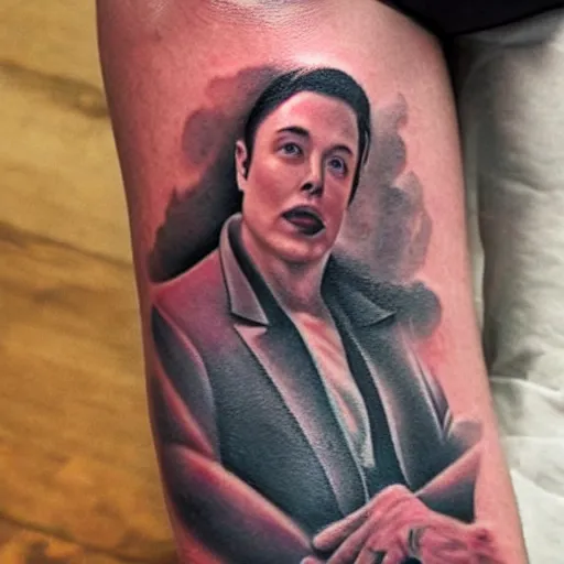 Prompt: tattoo of elon musk