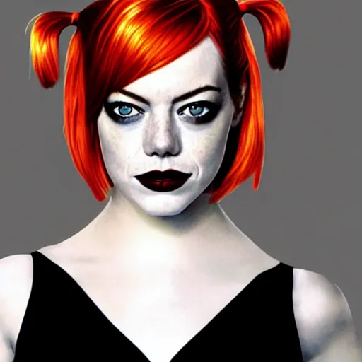 Image similar to emma stone as harley quinn, golden ratio, hd, centered