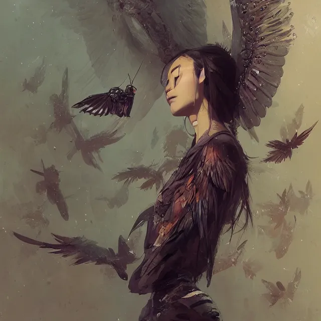 Image similar to very beauty girl asian, wings, hyper detailed, insane details, intricate, elite, elegant, luxury, by ismail inceoglu dragan bibin hans thoma greg rutkowski alexandros pyromallis rene maritte illustrated, perfect face, fine details, realistic shaded, fine - face, pretty face