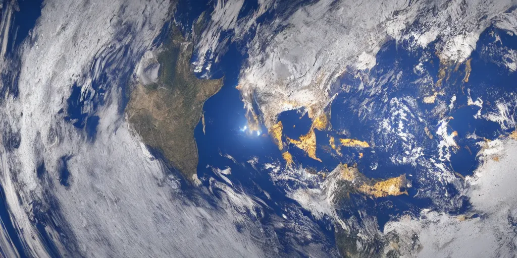 Prompt: close up photo of the Earth cracking, unreal 5, ray tracing, foggy, gas