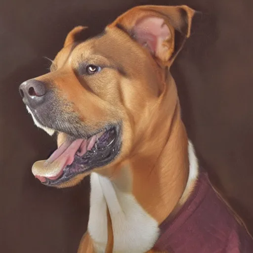Image similar to portrait of a dog who has been smoking a cigar