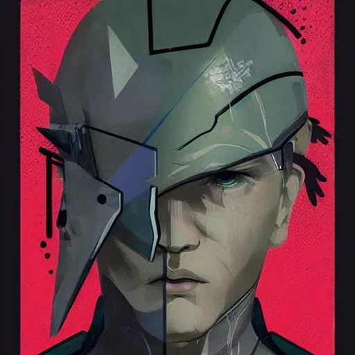 Image similar to Raiden from MGS4 profile picture by Sachin Teng, asymmetrical, Organic Painting , Violent, Dark, Rose Petal Background, Powerful, geometric shapes, hard edges, energetic, graffiti, street art:2 by Sachin Teng:4