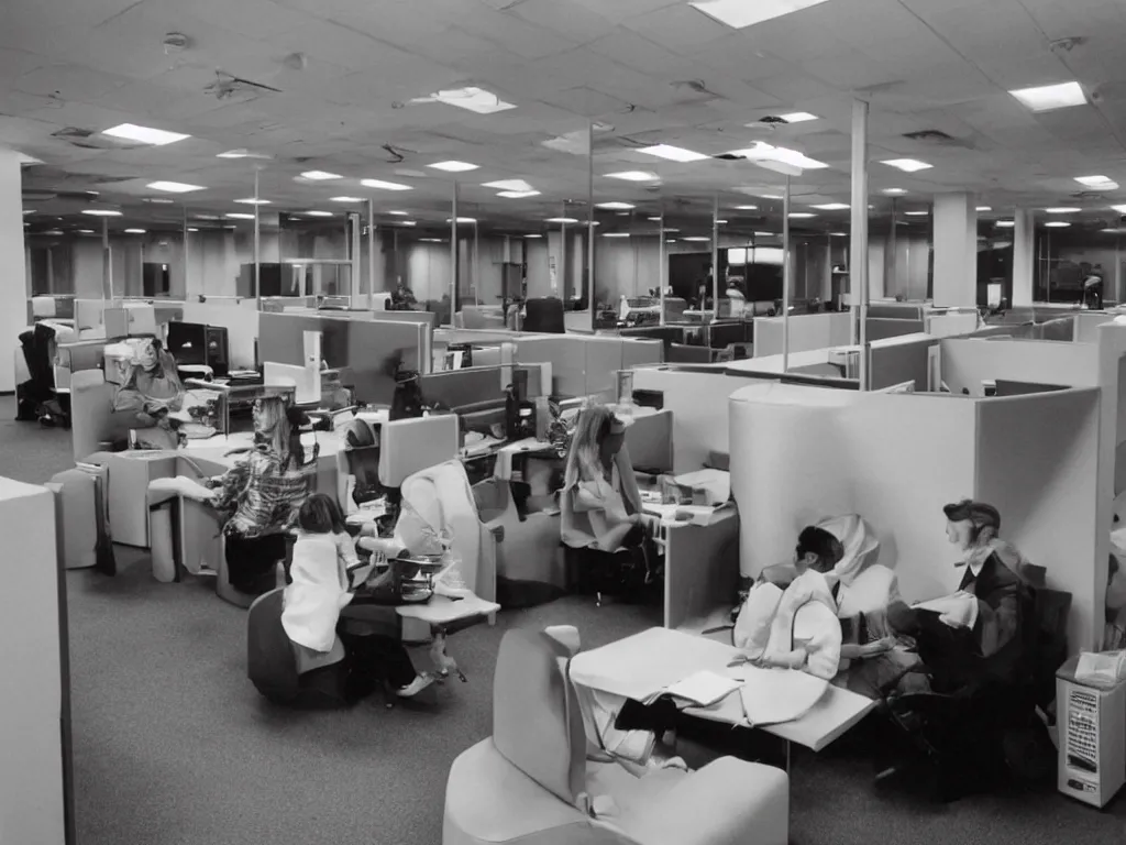 Image similar to coffee break in 90s cubicle office