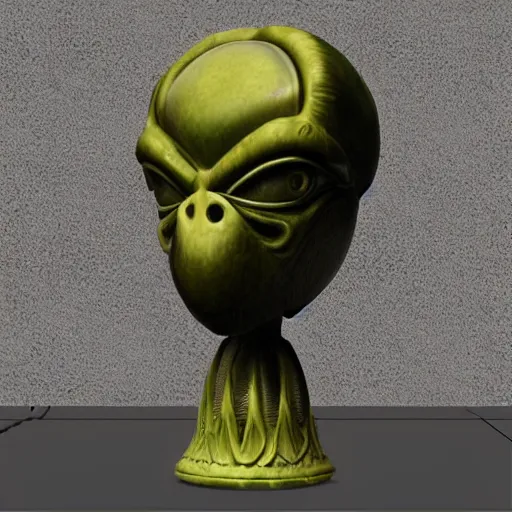 Prompt: Alien head chess piece