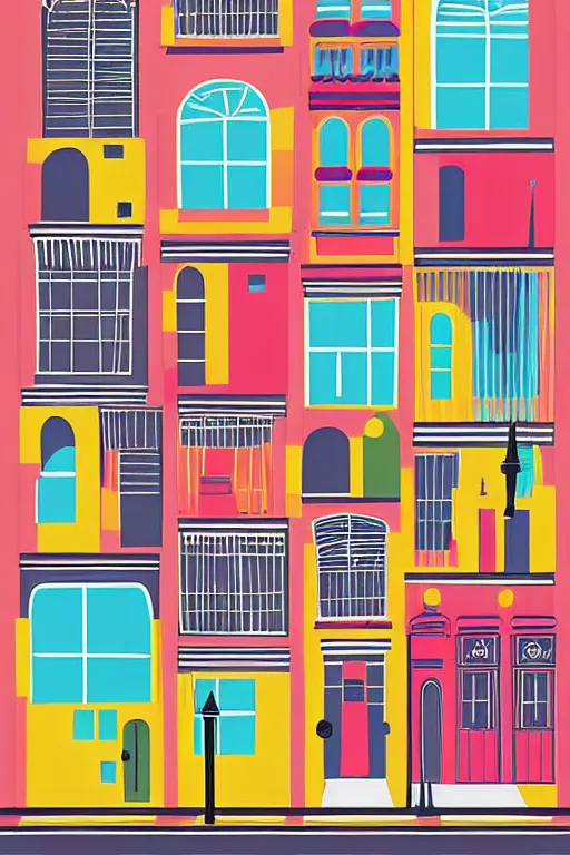 Image similar to minimalist boho style art of colorful london, illustration, vector art