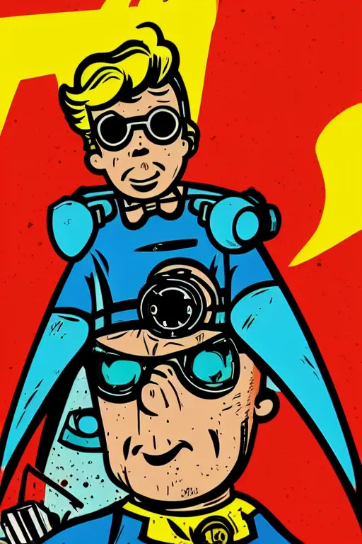 Image similar to fallout 7 6 retro futurist illustration art by butcher billy, sticker, colorful, illustration, highly detailed, simple, smooth and clean vector curves, no jagged lines, vector art, smooth andy warhol style