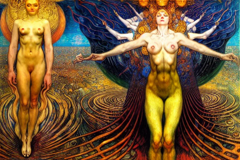 Image similar to Divine Chaos Engine by Karol Bak, Jean Delville, William Blake, Gustav Klimt, and Vincent Van Gogh, symbolist, visionary