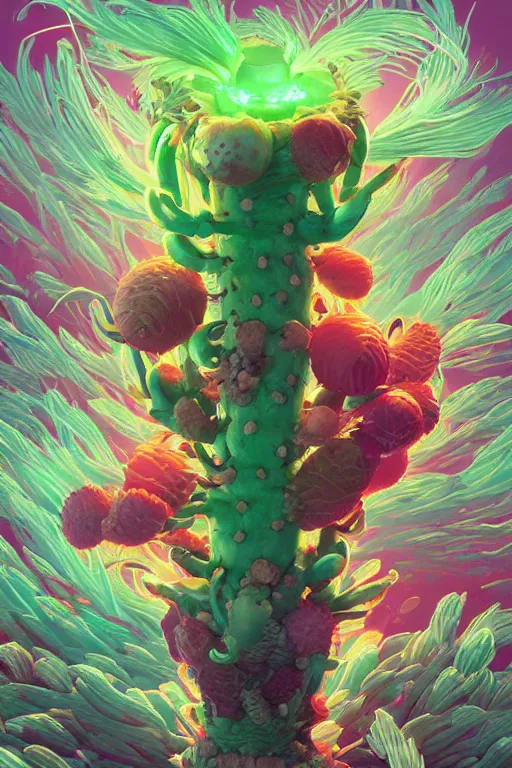 Image similar to roots cactus sushi cristal smurf ghost creature animal sushi cristal very big eye roots cactus elemental flush of force nature micro world fluo fishscale, behance hd by jesper ejsing, by rhads, makoto shinkai and lois van baarle, ilya kuvshinov, rossdraws radiating a glowing aura global illumination ray tracing hdr