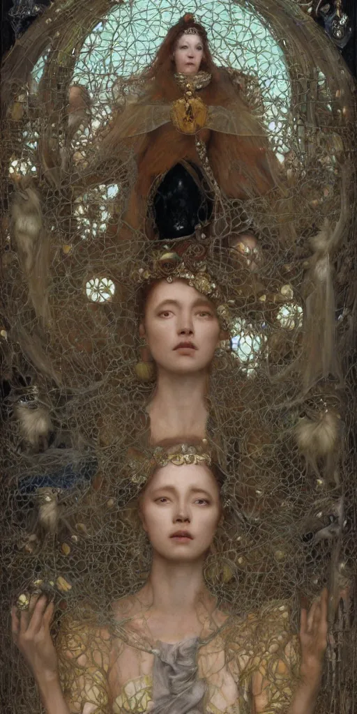 Prompt: queen in a glass prison, masterpiece by Edgar Maxence and Ross Tran and Michael Whelan, gustav dore, 8k, octane render