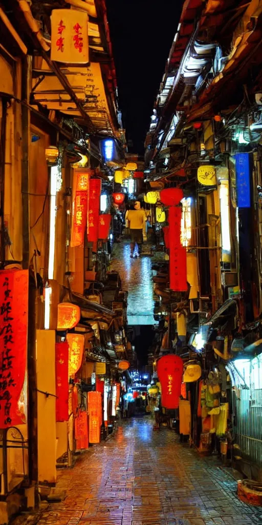 Image similar to view of an alley in china / taiwan at night