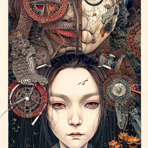 Image similar to beautiful portrait painted in jacek yerka aykut aydogdu and leslie zhang style drawn by vania zouravliov and takato yamamoto, inspired by cyberpunk, intricate acrylic gouache painting, high detail, sharp high detail, artstation, manga and anime