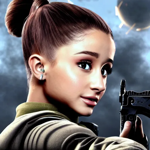 Image similar to Ariana Grande in Call of Duty, 4k