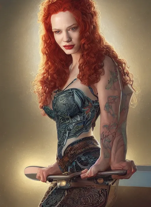 Image similar to Christina Hendricks as a ruggedly handsome skateboard girl, tasteful, intricate, elegant, highly detailed, centered, digital painting, artstation, concept art, smooth, sharp focus, illustration, artgerm, donato giancola, Joseph Christian Leyendecker, WLOP