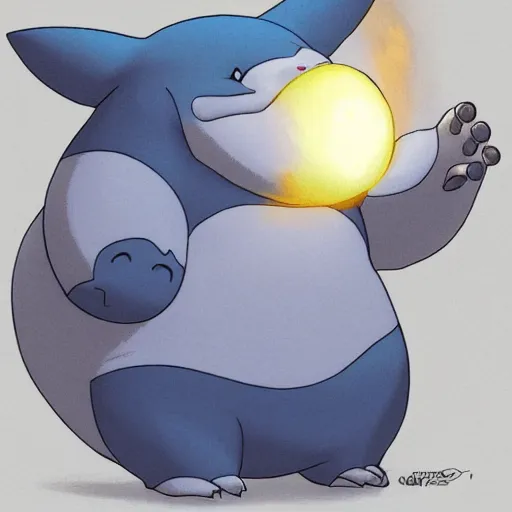 Prompt: Snorlax pondering his Orb by Todd Lockwood