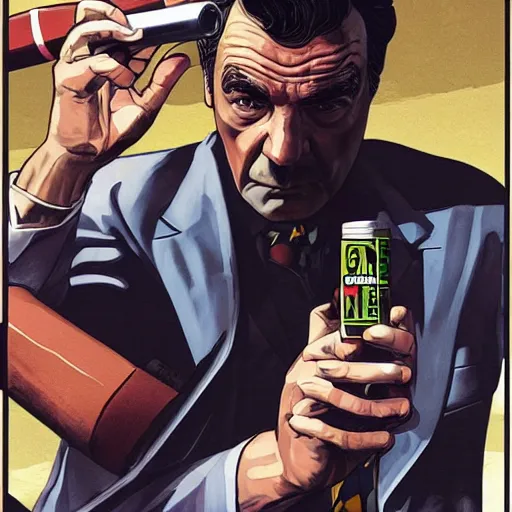 Image similar to GTAV cover art of Columbo holding a cigar