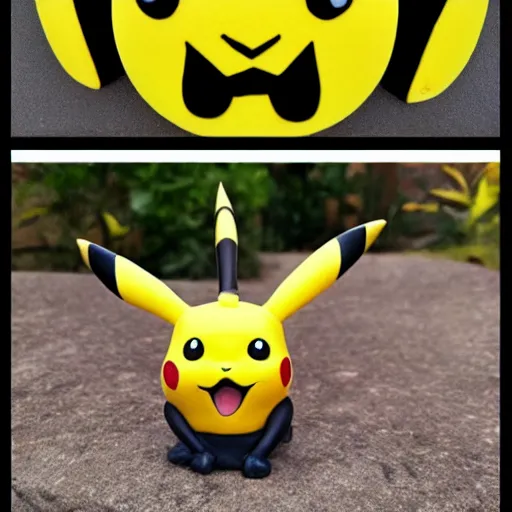 Prompt: Pikachu Sculpture made out of pottery