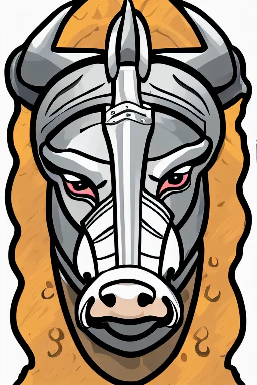 Image similar to Portrait of a bull in a medieval armor, knight, medieval, sticker, colorful, illustration, highly detailed, simple, smooth and clean vector curves, no jagged lines, vector art, smooth