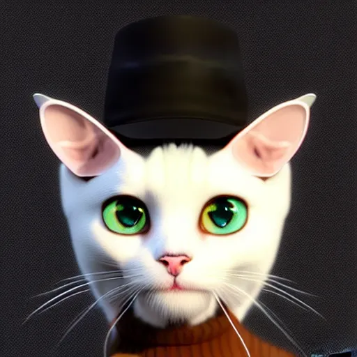 Image similar to a cute calico cat in a hat, artstation, cgsociety