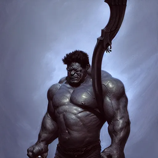 Image similar to artstation concept a midnight blue hulk holding bow and arrow, dusty, hyperdetailed, artstation trending, world renowned artists, worth 1 0 0 0. com, historic artworks society, antique renewel, cgsociety, by greg rutkowski, by gustave dore, deviantart