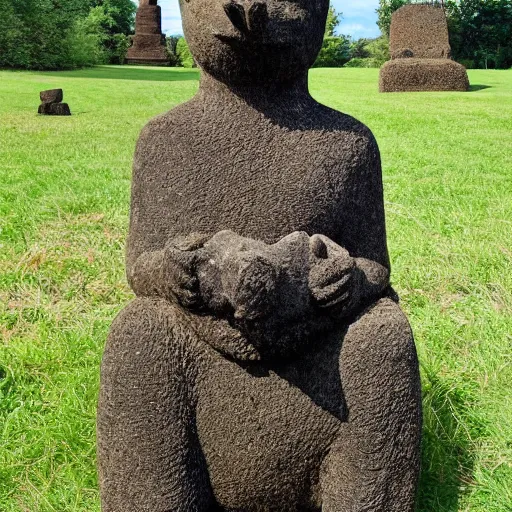 Prompt: a hedgehog as a moai statue