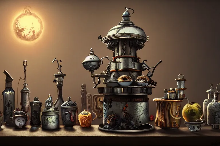 Prompt: a very detailed concept art of tim burton samovar, trending on artstation, digital art, 4 k, hyper realistic, octane render, sharp focus