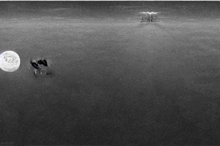 Prompt: Cthulhu on lunar horizon by Zdzislaw Beksinski, photorealistic, 35mm, highly detailed