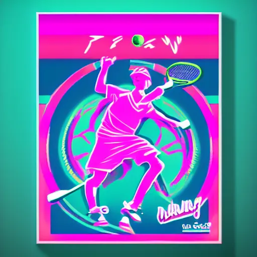 Image similar to vaporwave tennis ad