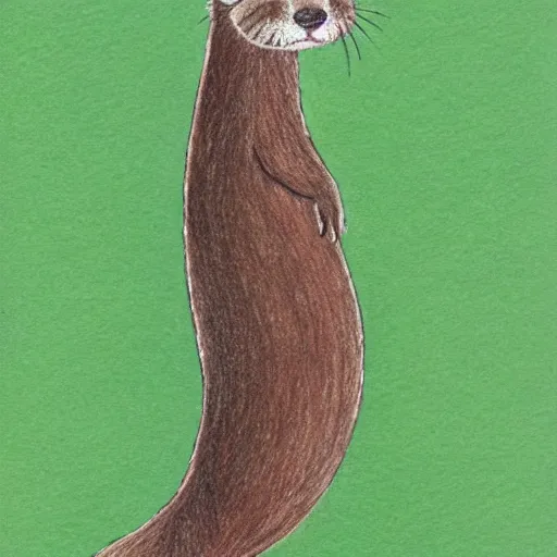 Prompt: a color pencil drawimg of an otter