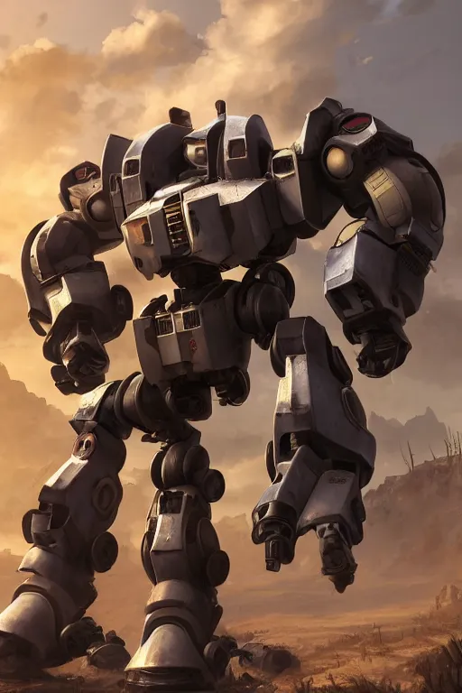 Image similar to mechwarrior 5 : mercenaries mech megaman transformer robot boss tank engine game octane render, 4 k, hd 2 0 2 2 3 d cgi rtx hdr style chrome reflexion glow fanart, global illumination ray tracing hdr fanart arstation by ian pesty by jesper ejsing pixar and disney unreal zbrush central hardmesh