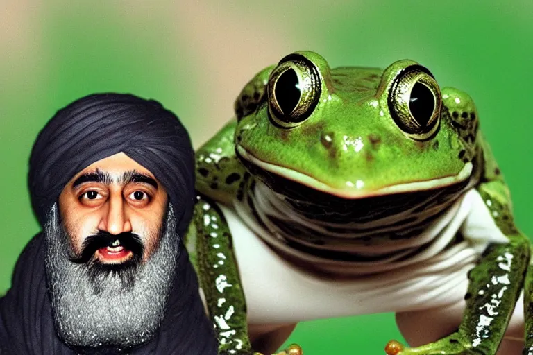 Image similar to Osama bin laden as a frog