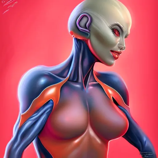 Image similar to complex female alien by artgerm