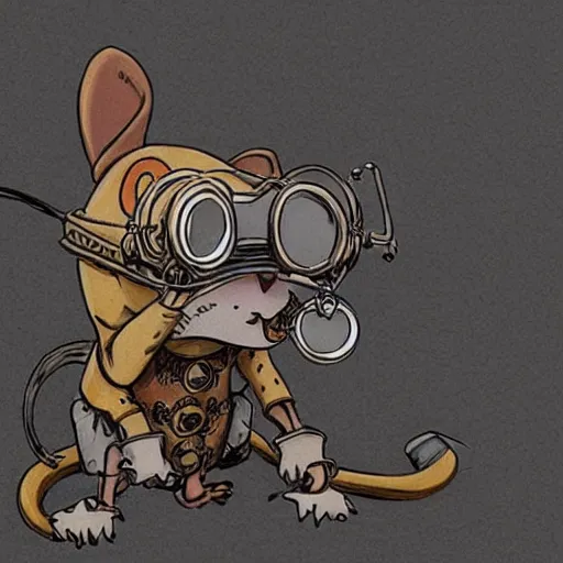 Image similar to a rat with steampunk googles, by Eiichiro Oda