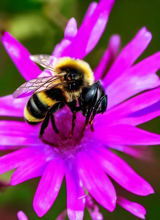 Image similar to a macro photo of a bee on a flower