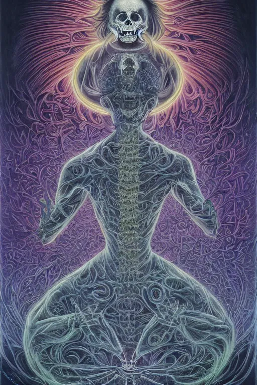 Image similar to Meditation On Death by Alex Grey and Andreas Rocha