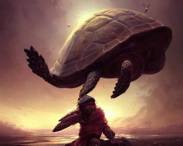 Prompt: kobe bryant riding on a turtle in heaven, fantasy art, in the style of greg rutkowski, illustration, epic art, fantasy, intricate, elgant, amazing detail, digital painting, artstation, concept art, smooth, sharp focus