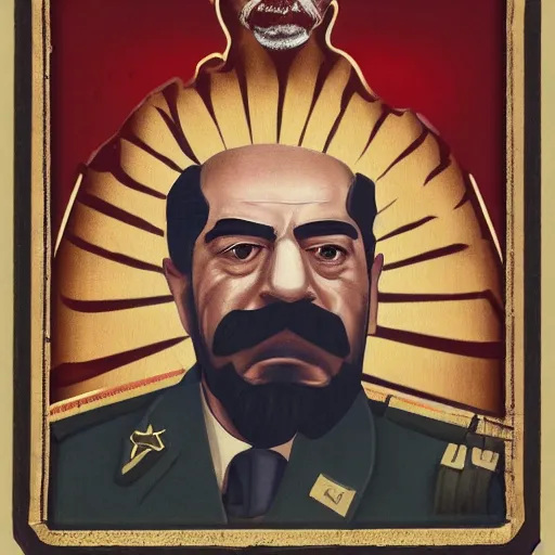 Image similar to civil war dageurrotype of saddam hussein, realistic,