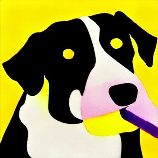 Image similar to painting of a dog eating ice cream