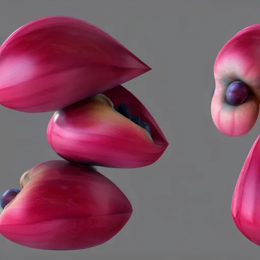 Image similar to a crossbreed between a plum and a watermelon, trending on artstation, zbrush, mannerism, photorealistic, professional photography, 4 k, 8 k