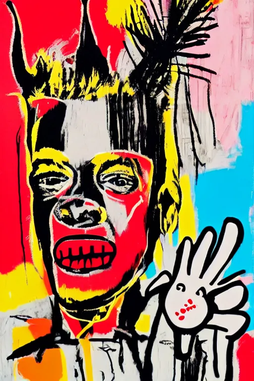 Prompt: devil in the style of jean michel basquiat, andy warhol, and pablo picasso