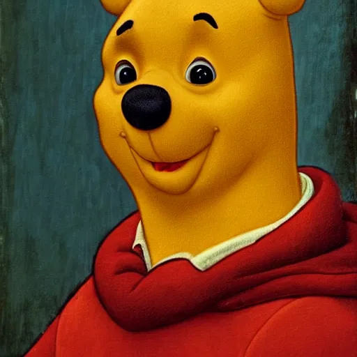 Prompt: a renaissance style portrait painting of Winnie the Pooh