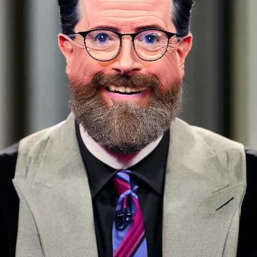 Image similar to stephen colbert with a frozen frosted beard ice cubes beard cooling pack beard