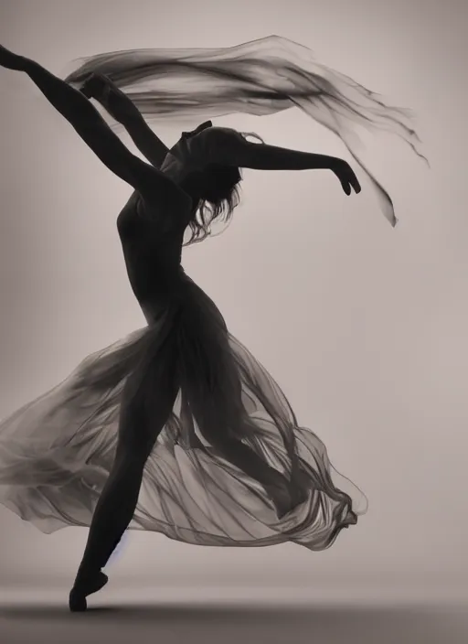 Image similar to a Photorealistic dramatic hyperrealistic render of a beautiful Female smoke dancer by Ken Brower and Deborah Ory of NYC Dance project,Lois Greenfield,Flowing cloth and smoke,Beautiful dynamic dramatic dark moody lighting,volumetric,shadows,cinematic atmosphere,Octane render,8K