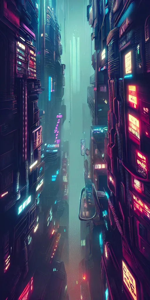 Image similar to epic cyberpunk cityscape : : blade runner, james guilleard, beeple, laurie greasley, dan mcpharlin : : ornate, dynamic, particulate, rich colors, intricate, elegant, highly detailed, centered, artstation, smooth, sharp focus, octane render, 3 d