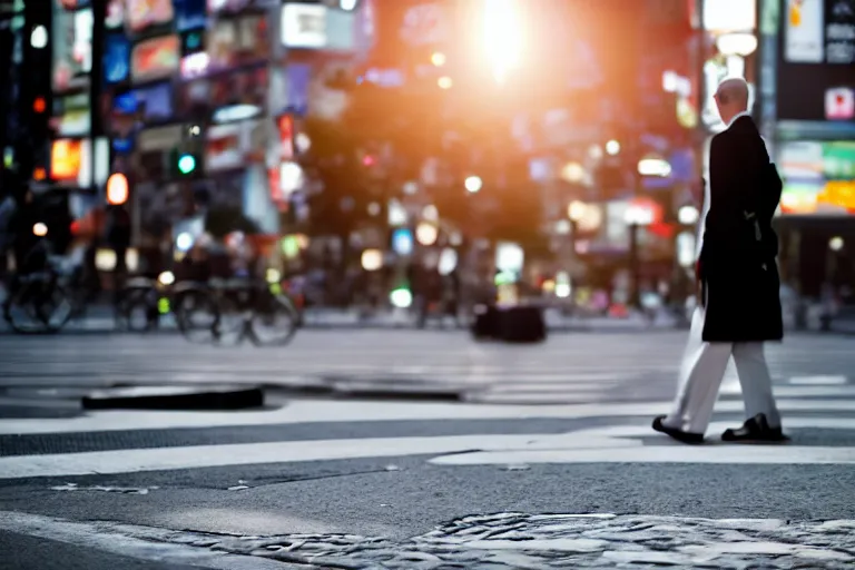 Prompt: closeup potrait of Mewtwo at a crosswalk in Tokyo, natural light, sharp, detailed face, magazine, press, photo, Steve McCurry, David Lazar, Canon, Nikon, focus