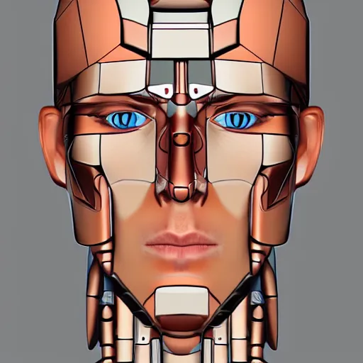 Prompt: Portrait of a handsome man who is half robot, half the head is human half is robot, Photorealistic digital art