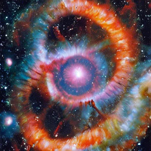 Image similar to Print. NGC7293 Helix Nebula in intrared by VISTA telescope, Chile. by Steve Ditko, by Fintan Magee