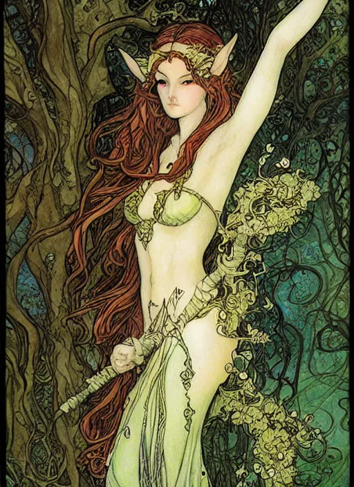 Image similar to a beautiful painting of an elven fairy princess by rebecca guay