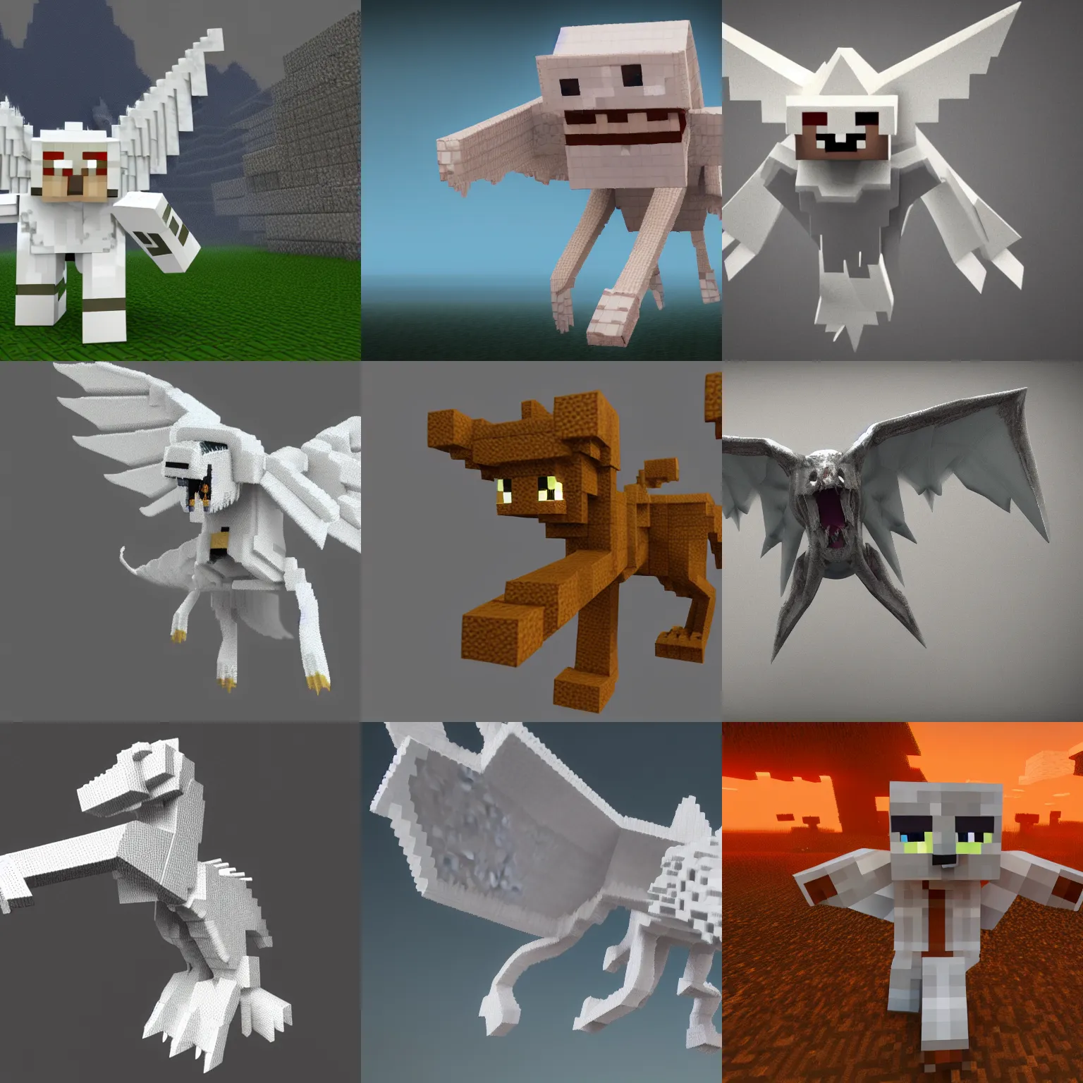 Prompt: ghast (white flying creature) from minecraft, in the nether, 3d render, high quality, 8k UHD, detailed