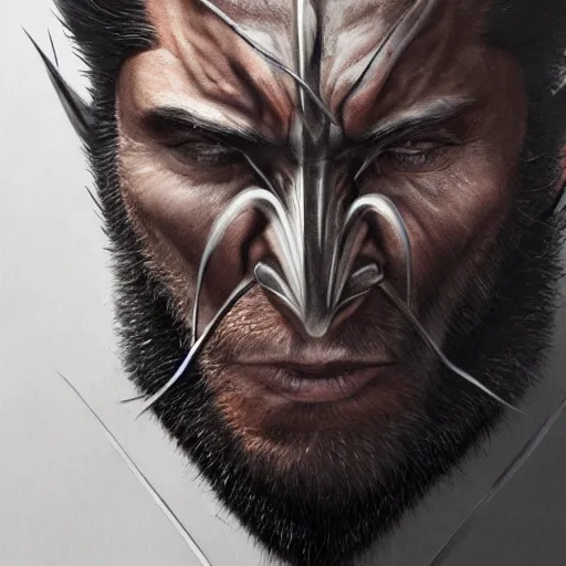 Image similar to wolverine in costume mask starring into the camera, fixed eyes, cinematic, surreal, dramatic lighting, face, detailed, intricate, elegant, highly detailed, digital painting, artstation, chalk, concept art, smooth, sharp focus, illustration, art by sam spratt,