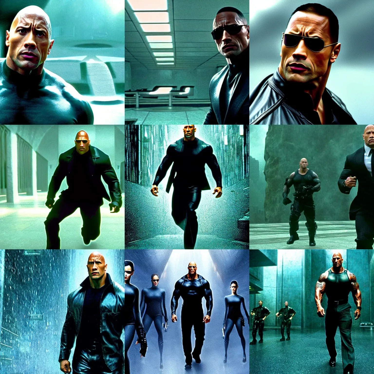 Prompt: dwayne johnson in matrix movie, cinematic establishing shot, magical colours and atmosphere, perfect coherent composition, super realistic, professional photography 1 6 k